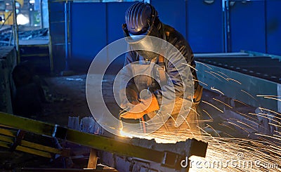 Welder work inside of plant Stock Photo