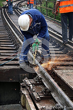 Welder at work Editorial Stock Photo