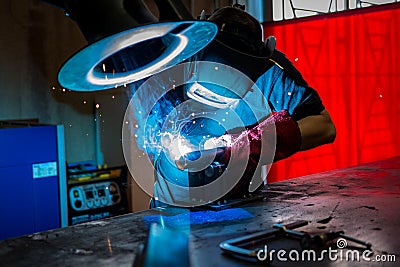 Welder worker at work Stock Photo