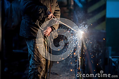 welder working at the factory Stock Photo