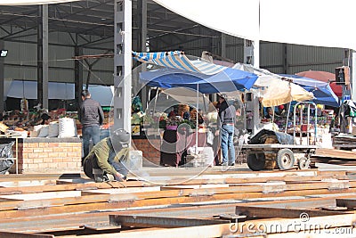 Welders in the osh bazaar in bishkek Editorial Stock Photo