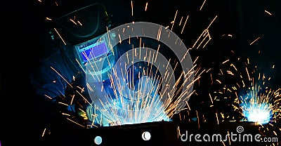 Welders work at the factory Stock Photo