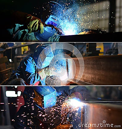 Welders work at the factory Stock Photo