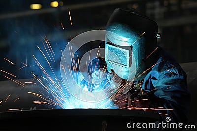 Welders worker Stock Photo