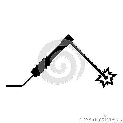 Welding process Spark from electrode with torch Work and tools concept icon black color vector illustration flat style image Vector Illustration