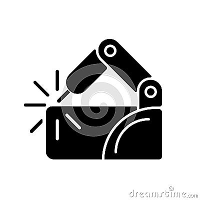 Welding robotics black glyph icon Vector Illustration