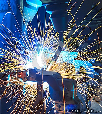 welding Robots automotive parts Stock Photo