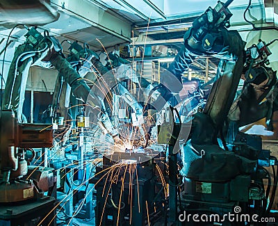 Welding robots Stock Photo