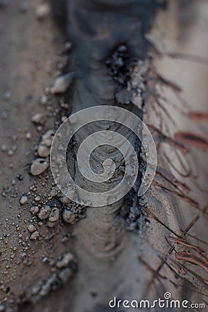 Welding seam on metal close at construction Stock Photo