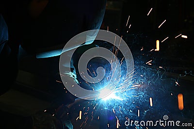 Welding sparks Stock Photo