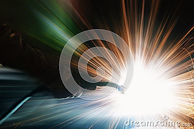 Welding with sparks Stock Photo