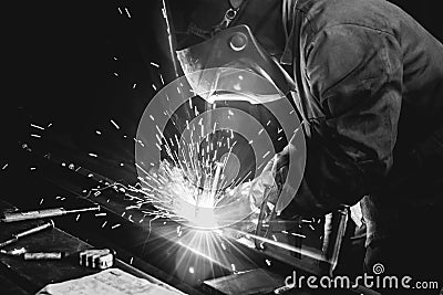 Welding steel structures Stock Photo