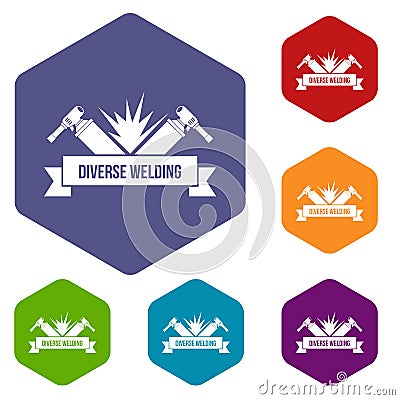 Welding tool icons vector hexahedron Vector Illustration