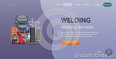 Welding Website Template Vector Illustration