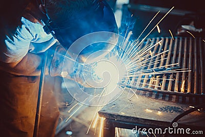 Welding Work. Erecting Technical Steel Industrial Editorial Stock Photo