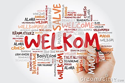 Welkom Welcome in Afrikaans word cloud Stock Photo