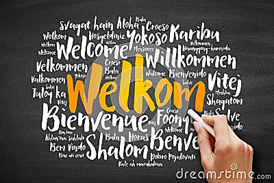 Welkom Welcome in Afrikaans word cloud Stock Photo