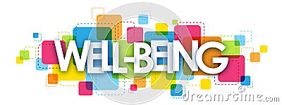 WELL-BEING colorful vector letters banner Stock Photo