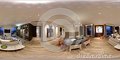 This is a well-decorated apartment with a 360 degree panoramic view. Stock Photo
