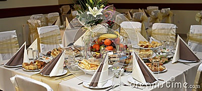 Well decorated food on a table Stock Photo