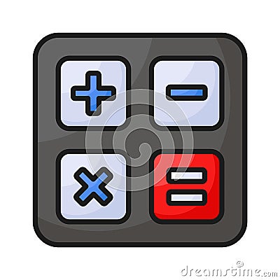 A well designed calculator icon, digital computation and arithmetic functions, mathematical calculations Vector Illustration