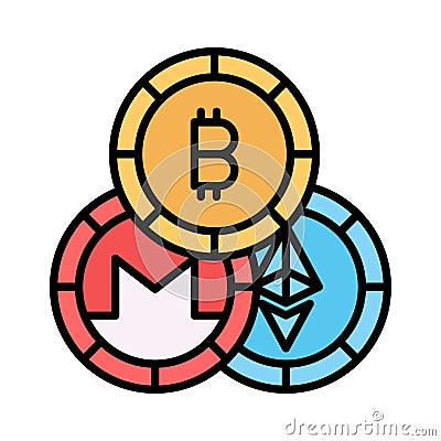 Well designed icon of altcoin, cryptocurrency coins vector design Vector Illustration