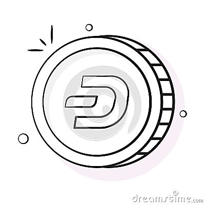 Well designed icon of Dash coin, cryptocurrency coin vector design Vector Illustration