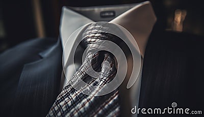 Well dressed businessman in striped suit and tie generated by AI Stock Photo