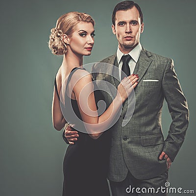 Well-dressed retro couple Stock Photo