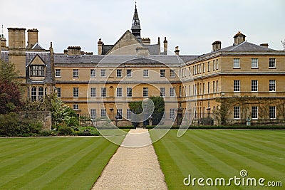 The well manicured lawns at Trinity College in Oxford Stock Photo