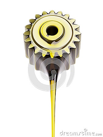 Well-Oiled Cogwheel Concept 3d Illustration on White Background Stock Photo