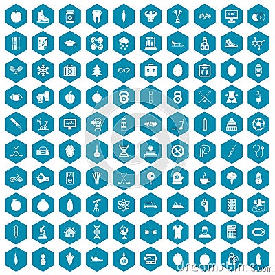 100 well person icons sapphirine violet Vector Illustration