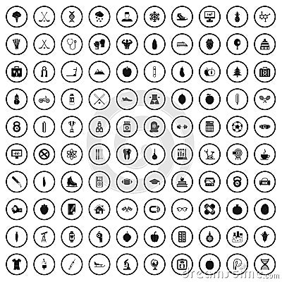 100 well person icons set, simple style Vector Illustration