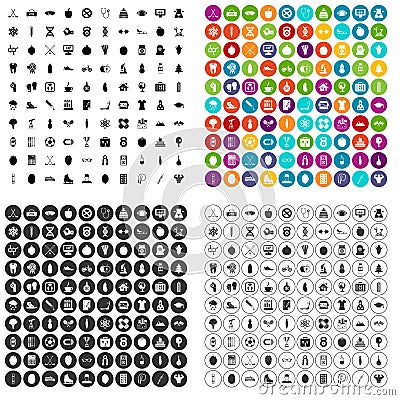 100 well person icons set vector variant Vector Illustration
