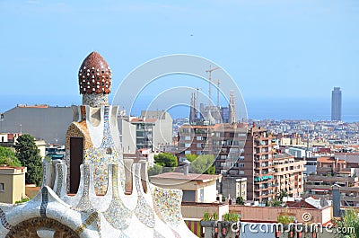 Well preserved Park Guell during afternoon time. Editorial Stock Photo