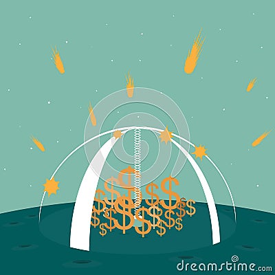 Well Protected Dollars Vector Illustration