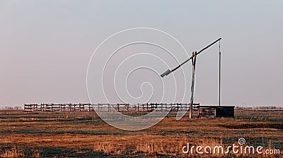 Well of shepherd in Hortobagy, Hungary Stock Photo