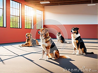 Dogs in obedience class Stock Photo