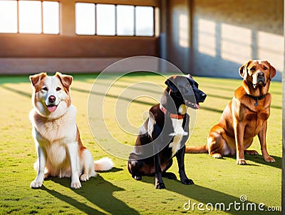 Dogs in obedience class Stock Photo