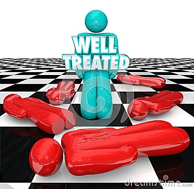 Well Treated Chess Person Standing Over People No Treatment Help Stock Photo