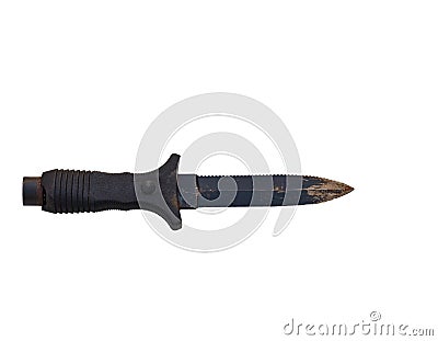 Battered Diving and Combat Knife Stock Photo