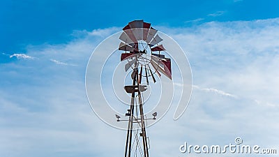 Well water pump wind mill in American southern state of Texas Stock Photo