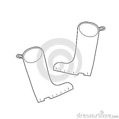 Wellies doodle llustration, isolated vector drawing of rubber boots, good as logo Vector Illustration