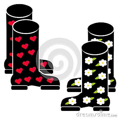 Wellies on white background Vector Illustration