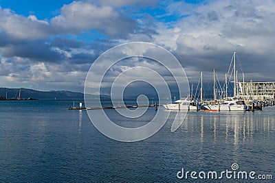 Wellington Harbour with sailing boats Editorial Stock Photo