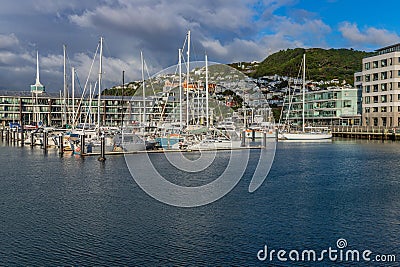 Wellington Harbour with sailing boats Editorial Stock Photo