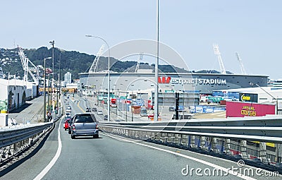 Vehicles travelling along Aotea Quay Editorial Stock Photo