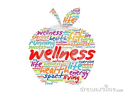 Wellness apple word cloud collage Stock Photo