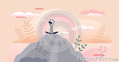 Wellness as physical and mental health harmony balance tiny persons concept Vector Illustration