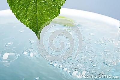 Wellness concept with leaf and bath Stock Photo
